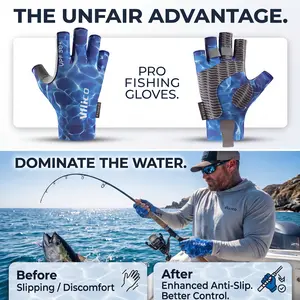 【Nomad Ridge】3/4 Finger UPF 50+ SunGloves Breathable Anti-Slip Silicone Palm forMen Women Fishing Fingerless CyclingRunning Free Experess