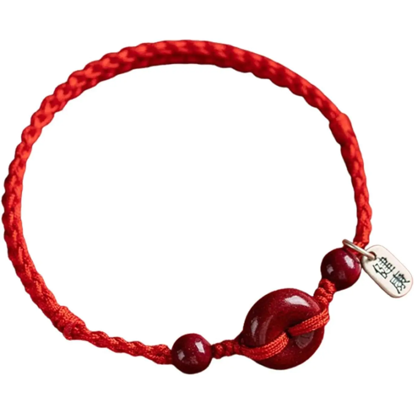 Handmade Red Cinnabar Peace Buckle Exquisite Bracelet - Lightweight Red String Charm with Safe, Healthy Blessings for Adults, Ideal Festive Celebrations Gift & Daily Routine Accessory, Anniversary