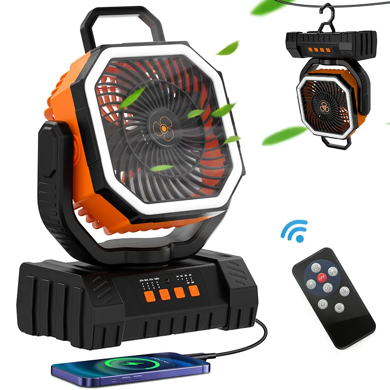 20000mAh Portable Personal Fan - 4-Speed Control, 3-Gear Light, Strong Airflow, Lightweight Mini Design, Multi-Functional Desk/Camping Use, Outdoor Power Bank with Batteries, Ideal for Travel