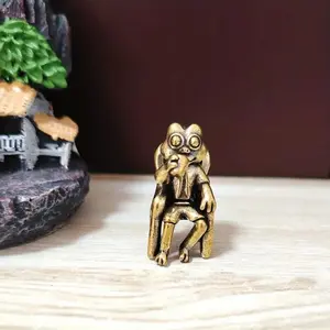 Handcrafted Copper Frog Sculpture, Humorous Desk Decoration, Unique Collectible Statue, Detailed Craftsmanship, Home or Office Decor, Garden Ornament, Collectible Room Decor, Figurines For Adults