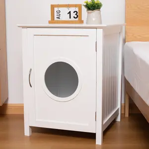 Litter Box Shell, Hidden Furniture Cabinet, Indoor Cat Room Side Table, Large Pet Box Bedside Table