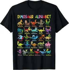 100% cotton Types Of Dinosaurs Alphabet A-Z ABC Dino Identification T-Shirt Sweatshirt, Hoodie, Comfort Colors