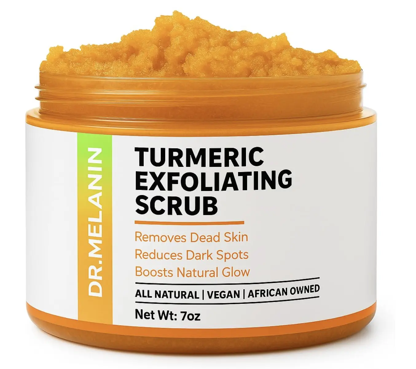 Dr.Melanin Turmeric Exfoliating Scrub Body Care Cleanser - Removes Dead Skin Reduces Dark Spots Boosts Natural Glow All Natural Vegan African Owned, Cleansing, Skin Exfoliate