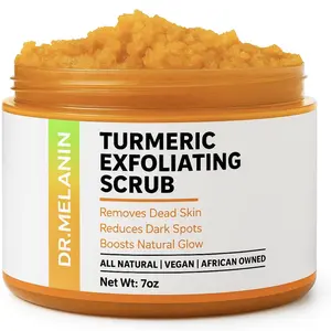 Dr.Melanin Turmeric Exfoliating Scrub Body Care Cleanser - Removes Dead Skin Reduces Dark Spots Boosts Natural Glow All Natural Vegan African Owned