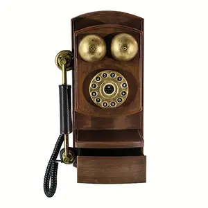 Brown Vintage Metal Wall Telephone Model Decor, Handmade European Retro Iron Craft, Industrial Style Wall Art for Home, Cafe & Bar Decoration