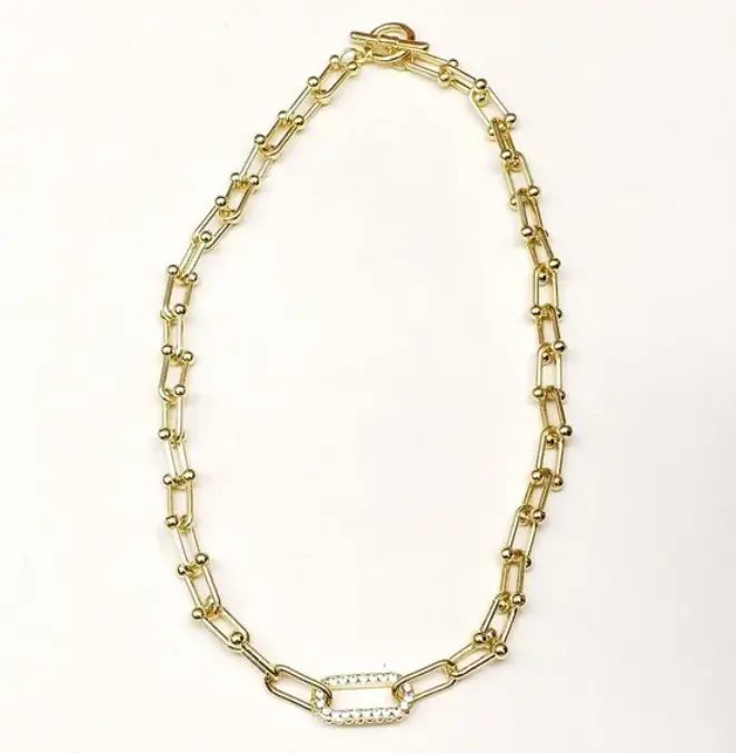 Fashion Gold Plated Horse Shoe Necklace - Elegant Chain Design Jewelry Accessory