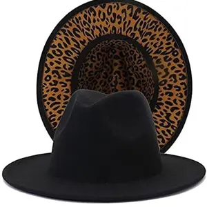 Leopard Lined Wool Fedora Winter Hat
