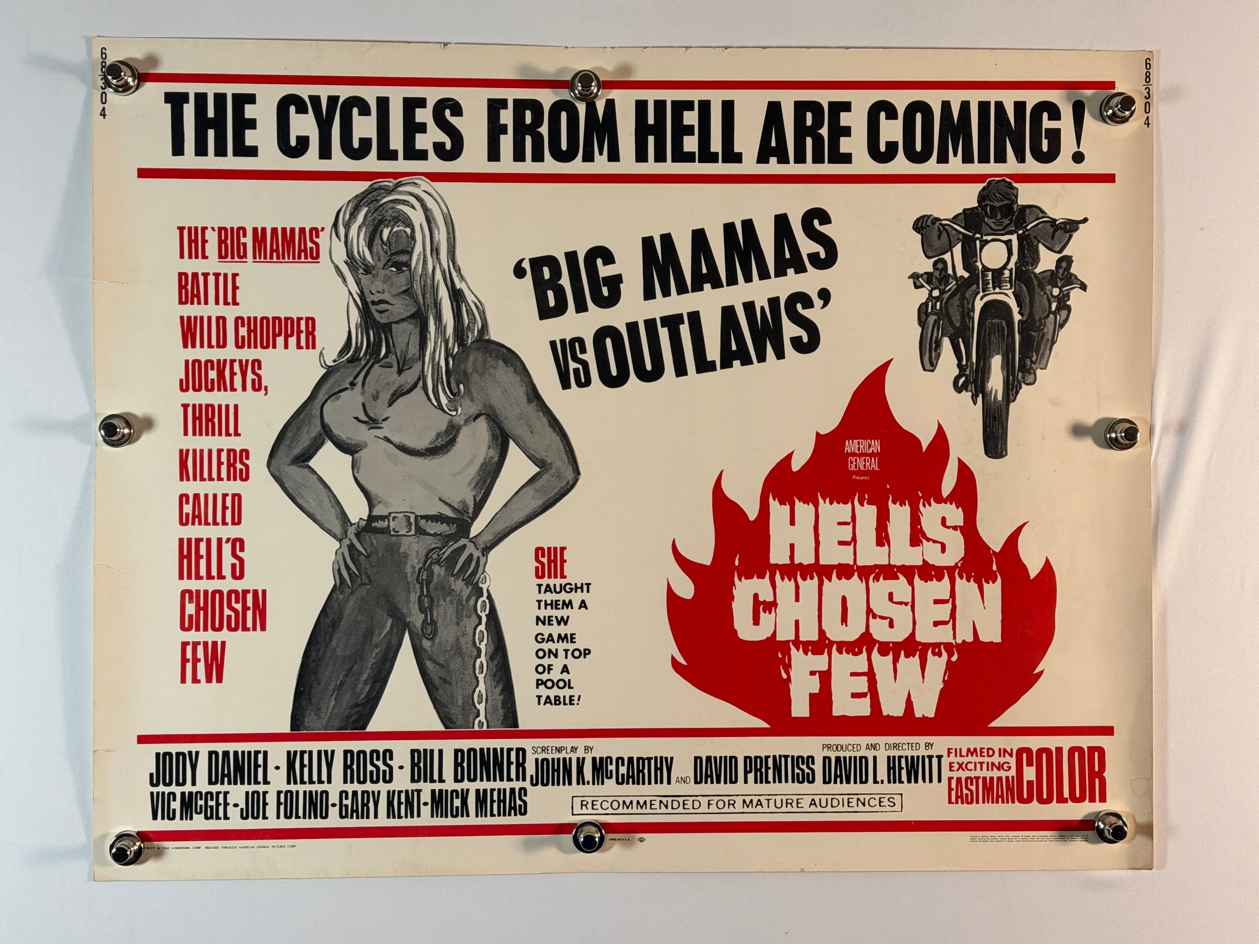 HELL’S CHOSEN FEW 1968 Original Movie Poster 22x28 SS Rolled Biker Action