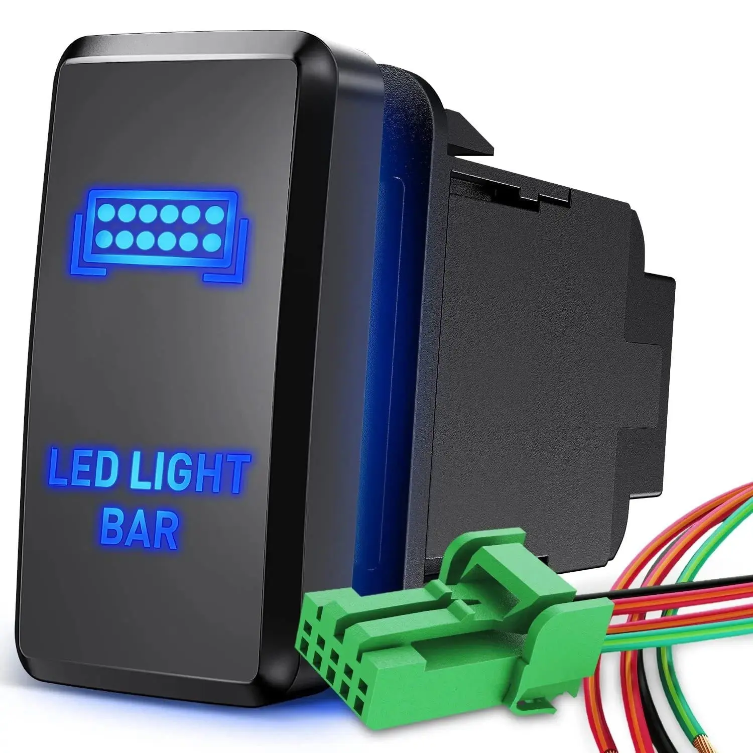 Nilight Toyota Tall LED Light Bar Push Button ON/OFF Rocker Switch - Cool, Soft Glow LED Light Switches for Taillights, Father's Day Gift