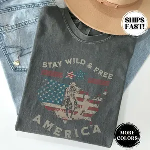 Comfort Colors USA Shirt America T-Shirt Vintage America Shirt 4th of July Tee Patriotic Shirt American Shirt Vintage Cowboy Shirt For Women