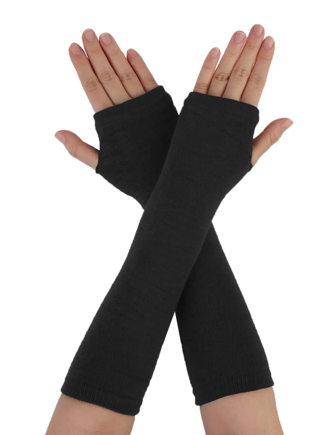 INSPIRE CHIC Woman Elastic Fingerless Elbow Length Arm Hand Warmers Gloves 1 Pairs