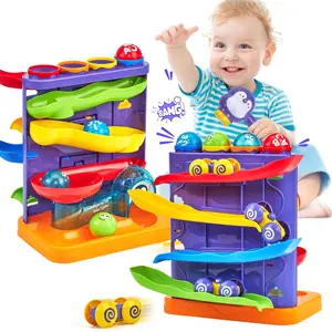 Hahaland 2 in 1 Pound Ball Toy & Car Ramp Race Track，Toddler Toys for 1 Year Old Boy，Learning Early Developmental Montessori Toys for 2 Year Old Christmas Birthday Easter Gifts Stocking Stuffers Sensory Activity Board Wooden Busy Board