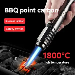 1800° High Temperature Spray Gun Lighter Metal Outdoor Windproof Blue Powerful Flame Blowtorch Jet Lighter Welding Tool Gift Box Packaging (Butane gas must be added to ignite)