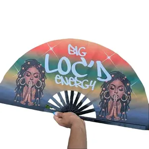 Dope Black Girl Large Hand Fan - Clacking folding statement fan