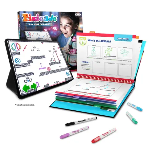 Pixicade "Draw Your Own Games" Interactive Activity Set - Turn Drawings Into Playable Video Games in Seconds (Educational Arts & Crafts Toy for Kids)