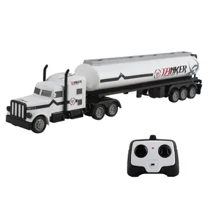 Vokodo RC Semi Truck And Trailer 18" 2.4Ghz Fast Speed 1:16 Scale Rechargeable Battery Remote Control Tractor Oil Fuel Tanker Hauler Car Big Rig 18 Wheeler Toy Vehicle for Ages 3 4 5 6 7 8 Year Old