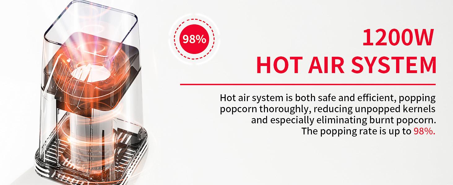 YASHE Hot Air Popcorn Popper Maker - Retro Fast Popcorn Machine, Healthy Oil-Free Design, Ideal for Home Movie Nights and Holiday Gifts