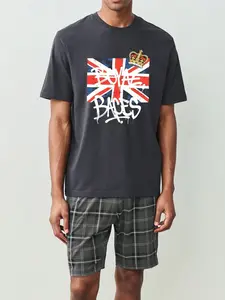 Summer Men's Homeewear Set, Casual Comfort Graphic Print Two-Piece Sleepwear and Loungewear Set, Stylish Daily Wear