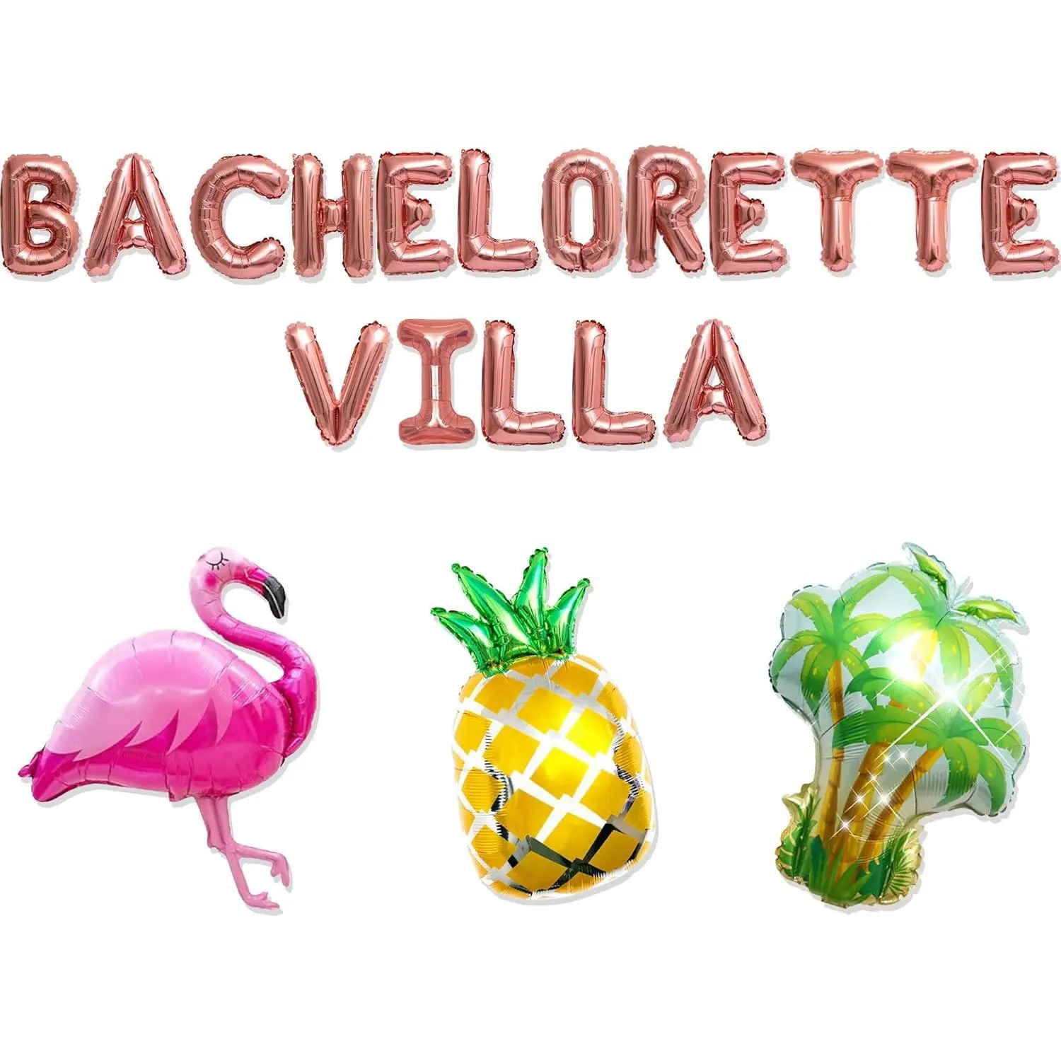 Tropical Flamingo Palm Tree Leaf Marine-Grade Vinyl Balloon Banner Sign & Ring Balloon Kit with Pump, Tangle-Free Helium-Ready Ribbons, Removable Twine, Paradise Backdrop for Love Island Bachelorette, Beachside Vow Renewals Decor