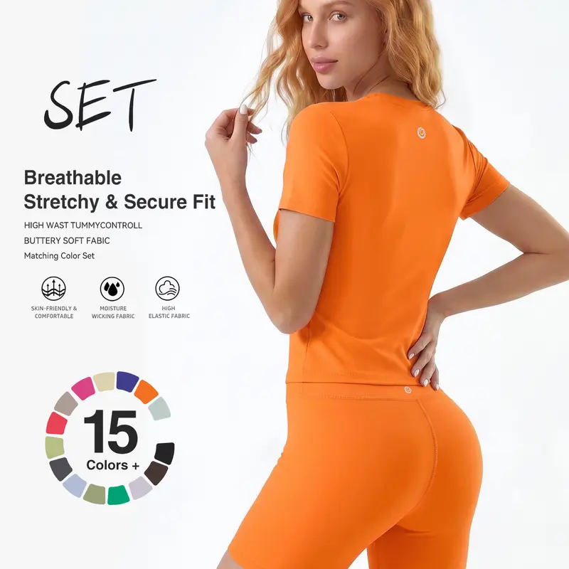 UnciaActive Women's Solid Crew Neck Short Sleeve Athletic T-Shirt - Gym Workout Apparel, Gym Clothes, Women's Clothing, Casual Summer Sportswear for Indoor/Outdoor Fitness,outdoorfun