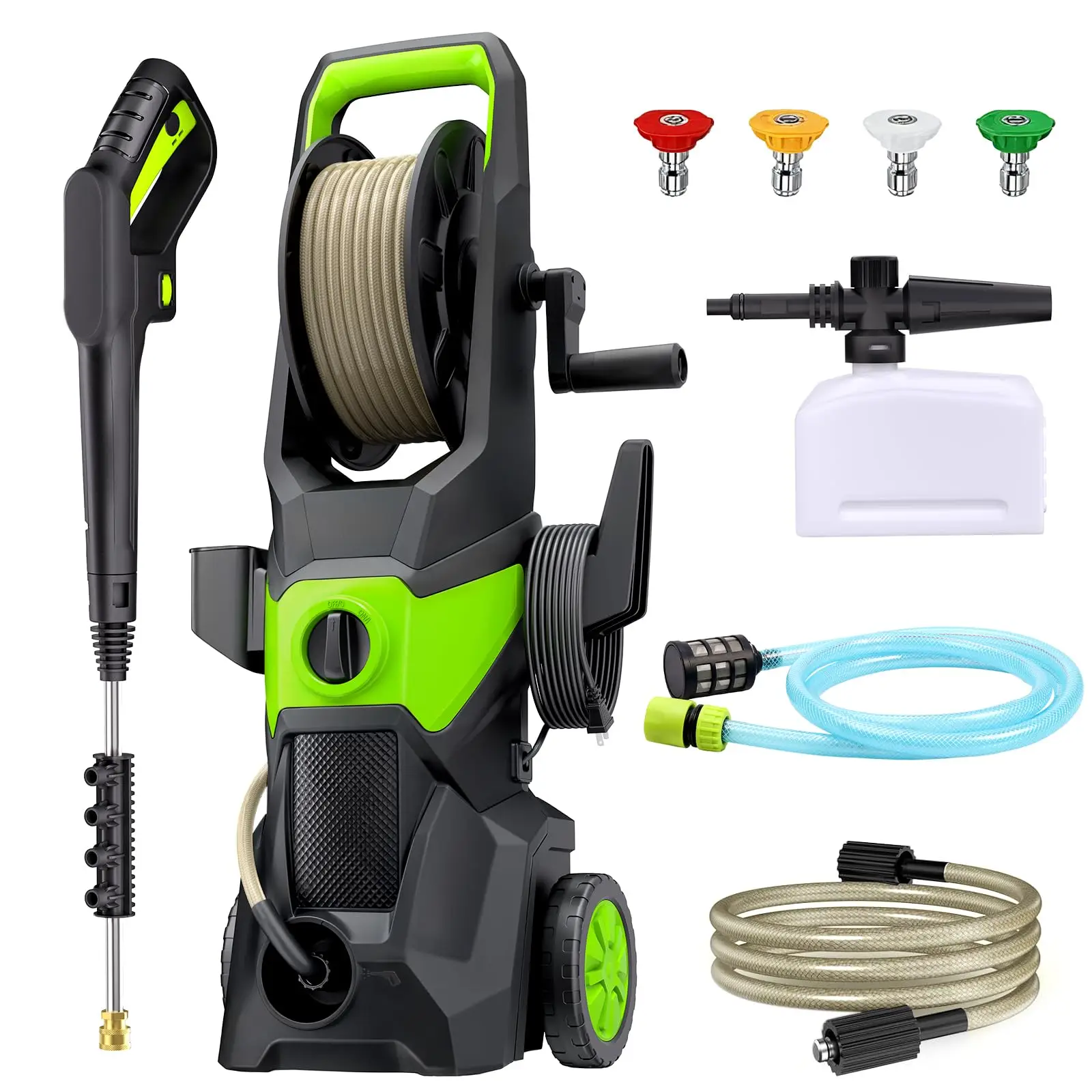 Electric Pressure Washer, 2600 PSI 2.4 GPM Power Washer with 4 Nozzles & Foam Cannon, for Driveways, Cars, Fences, Decks, Patios & Outdoor Cleaning Ho