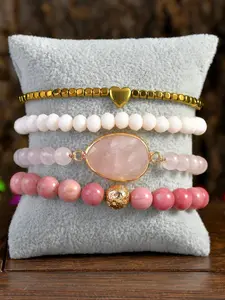 Natural Crystal Handmade Jewelry Set, Beautiful Bracelets, Beaded Bracelets, Hemitate Stone & Heart Design, Casual Style Zinc Alloy Chain, All-Season Gift Idea