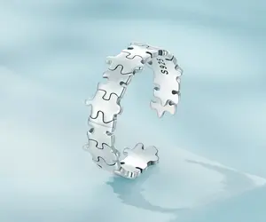 Classic 925 Sterling Silver Creative Design Adjustable Puzzle Ring (Size 5-7)