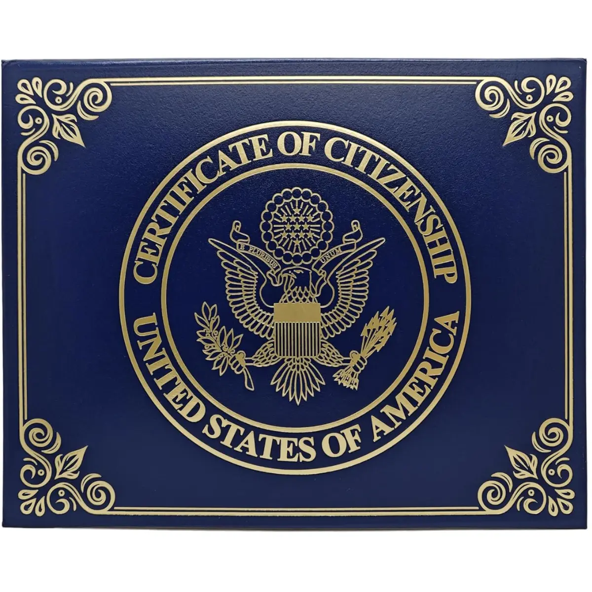 US Citizenship Certificate Holder – Padded Cover with Gold Seal – Naturalization Certificate Protector