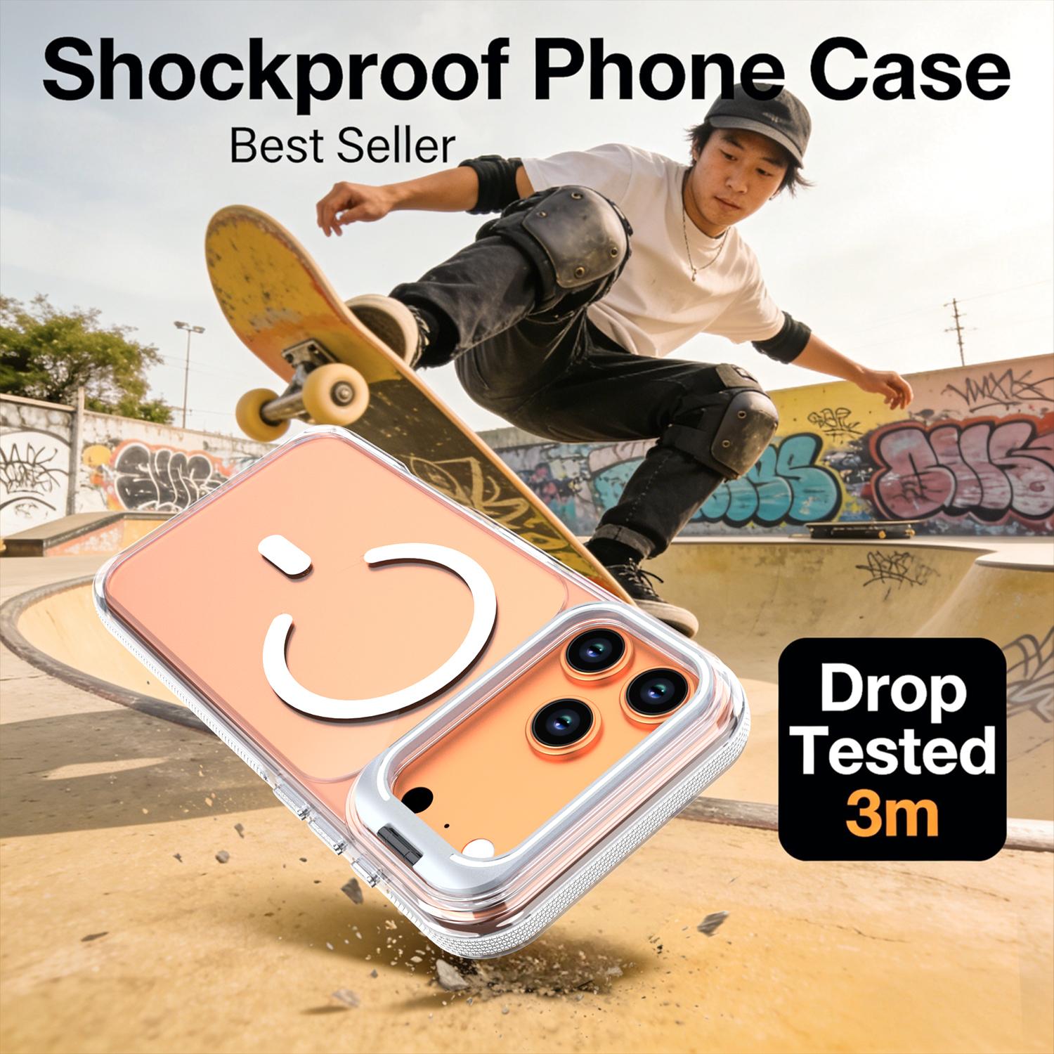 For iPhone 17 16 15 14 13 Pro Max Clear MagSafe TPU Case with Camera Kickstand Lightweight Transparent Cover