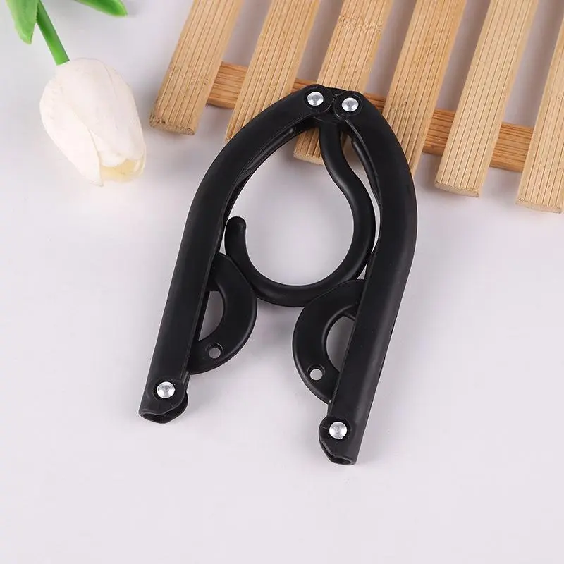 [Compact Durable Lightweight Hangers Set] 12pcs Adjustable Black Plastic Folding Space-Saving Hangers | for Home & Closet Organization, Travel Use, Compact Hanger, Durable Hanger