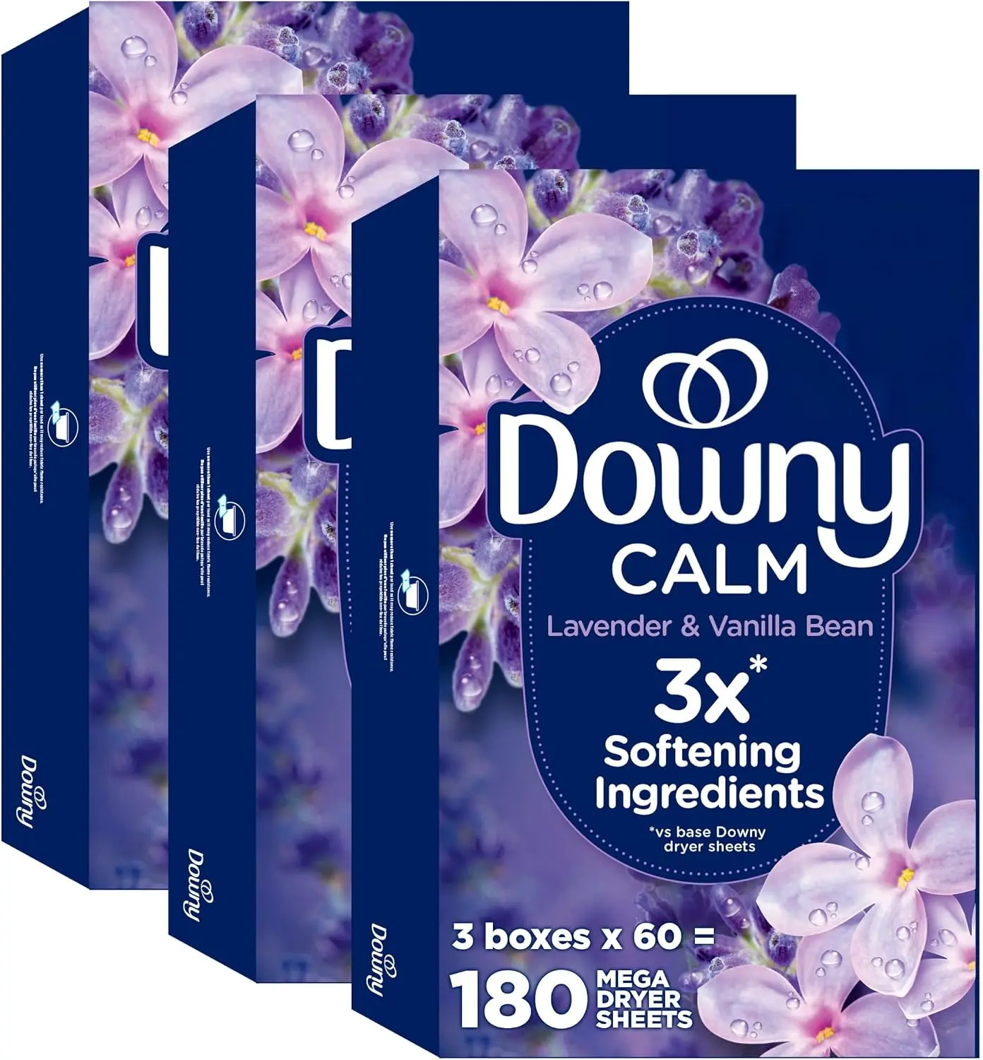Downy Calm Mega Dryer Sheets, Large Fabric Softener Sheets, 180 Count