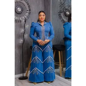 Blue Denim & Diamonds 2-Piece Set, Birthday Photoshoot Outfit Dinner Casual Party Wear