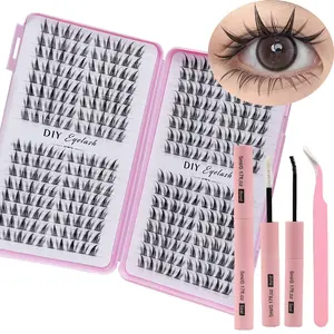 1 Box Of 320 Sunflower False Eyelash Glue Set & Double Headed Glue Pen & Special Eyelash Curler, Natural Shape Fine Black Belt C Curl, False Eyelash Set, Lash Extensions