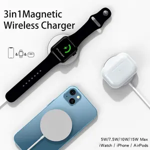 3-In-1 Magnetic Wireless Charger for iPhone 17-12 Pro Max, Apple Watch & AirPods, Multi-Device Charging, Fast Charging, Home Office Travel Use