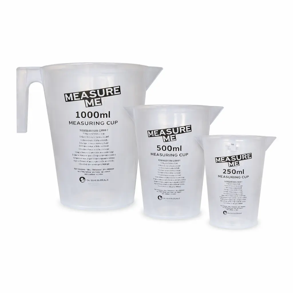 Measure Me Measuring Cup Set – 250ml, 500ml & 1000ml Graduated Cups for Nutrients & Liquids