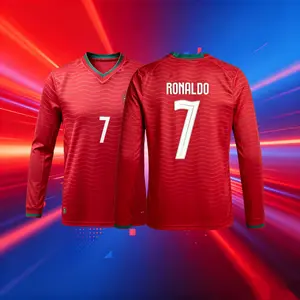2026 Portugal Home Long Sleeve 7# Cristiano Ronaldo Soccer Jersey Red Football Jersey Quick Drying