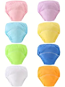 8 Pack Baby Boys Girls Reusable Diaper Training Pants, Soft Comfortable Fabric, Above the Knee Short Skirt, Casual Style, All Seasons