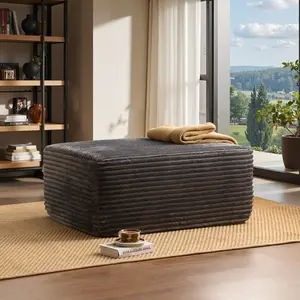 HOOOWOOO 37" Plush Corduroy Cloud Velvet Boneless Ottoman for Sofa Couch, Ottoman Foot Rest, End of Bed Bench, No Assembly Required tool-free for Living Room, Bedroom, Entryway