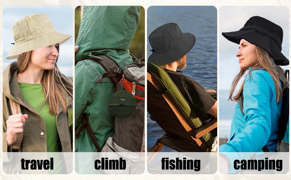Unisex Foldable Bucket Hat UPF 50+ UV Sun Protection Wide Brim Packable Outdoor Hat for Travel Beach Hiking Fishing