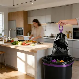 30 Pcs Kitchen Drawstring Trash Bags, Flexible Stretch Technology, Double-Layer Leak Protection, Scented, Home Kitchen Use