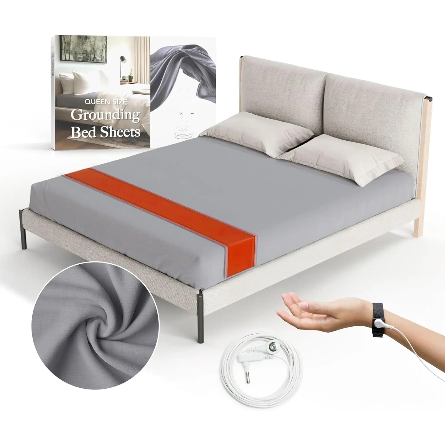 Fitted Grounding Sheets for Earthing, 5%  Fiber + 95% Certified  Cotton for Better Sleep and . Deep Pockets. Includes Grounding Wristband & Cords ()