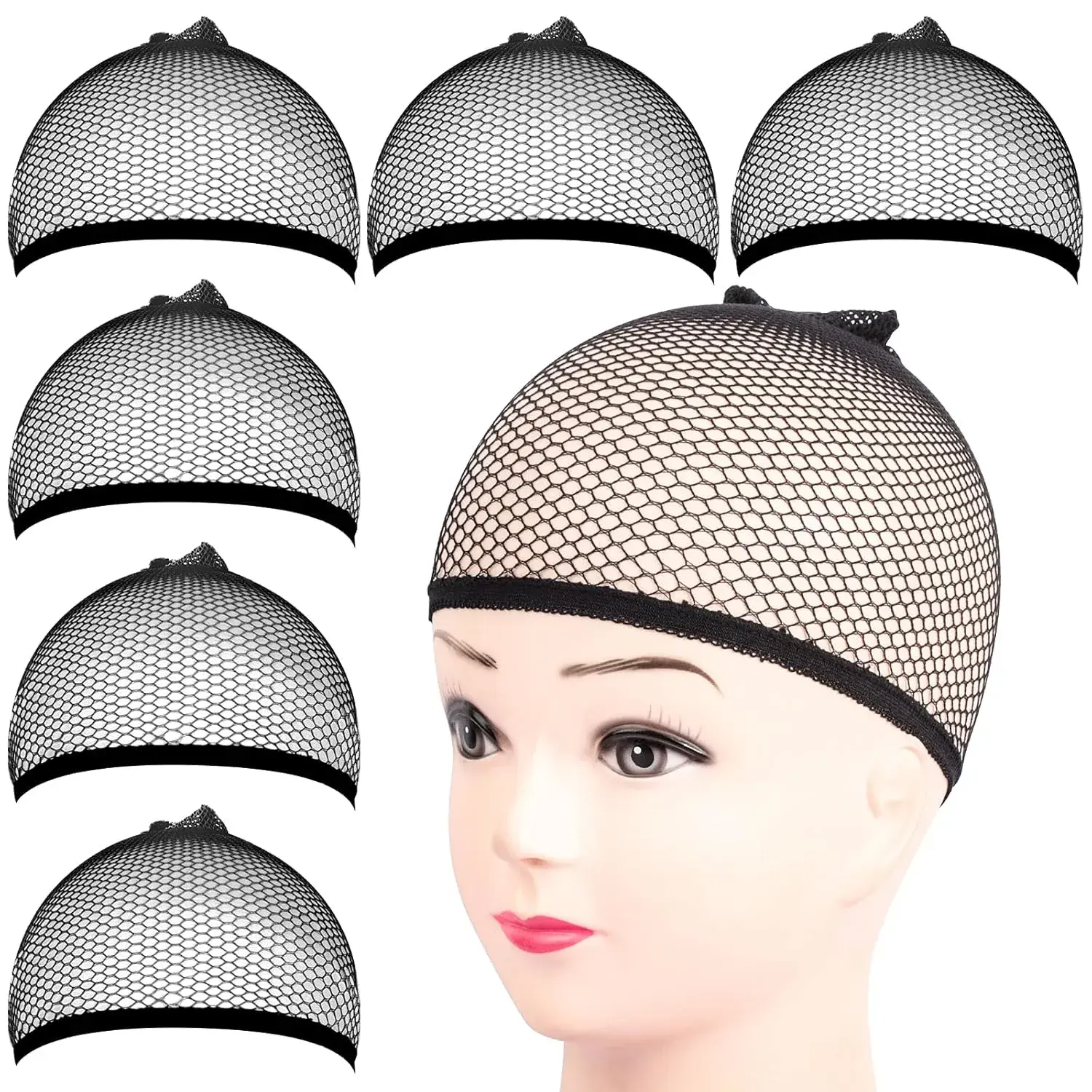 6PCS Wig Cap, Mesh Wig Cap Net, Closed End Hair Mesh Net, Liner Weaving Caps for Women, Men, , Wig Caps for Halloween, Cosplay