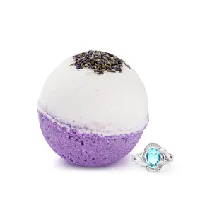 Dreamy Lavender 10oz Jewelry Bath Bomb with Hidden Gem - Calming Herbal Blend for Body Care & Cleansing