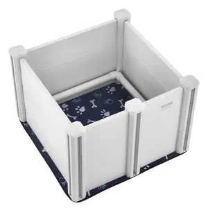VEVOR Dog Whelping Box, 28.3 x 28.3 x 18.1in Whelping Box for Dogs and Puppies, Whelping Pen for Puppies, Dog Birthing Box with Rails and Washable Pee Pad, Whelping Box for Small Breed Dogs, White