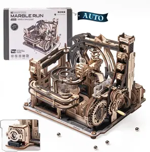 【self-assembly puzzle】ROKR Marble Spaceport Marble Run 3D Wooden Puzzle LGC01, Electric Marble Run Model Kits, 2025 New Wooden Puzzles for Adults, Wooden Model Kits, Creative Gifts for Adults&Teens