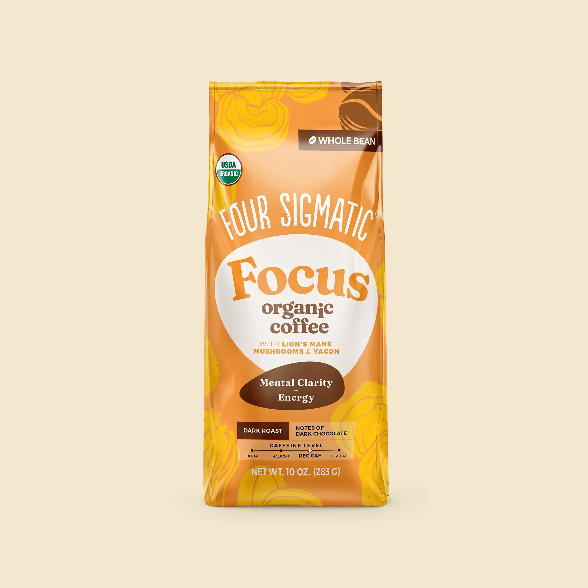 Four Sigmatic - Focus Organic Coffee Roast - Whole Bean, 10oz Bag