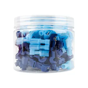 120PCS/60 Pairs Quick Splice Disconnect Wire Terminals T-Tap Spade Connectors Blue 16-14 AWG Male Female Fully Insulated Crimp Self-Stripping Kit Quick Snap Connector