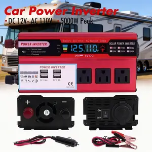 5000W Car Power Inverter DC 12V to 110V AC with Cooling Fan for RV Camping Road Trip and Vehicle Use