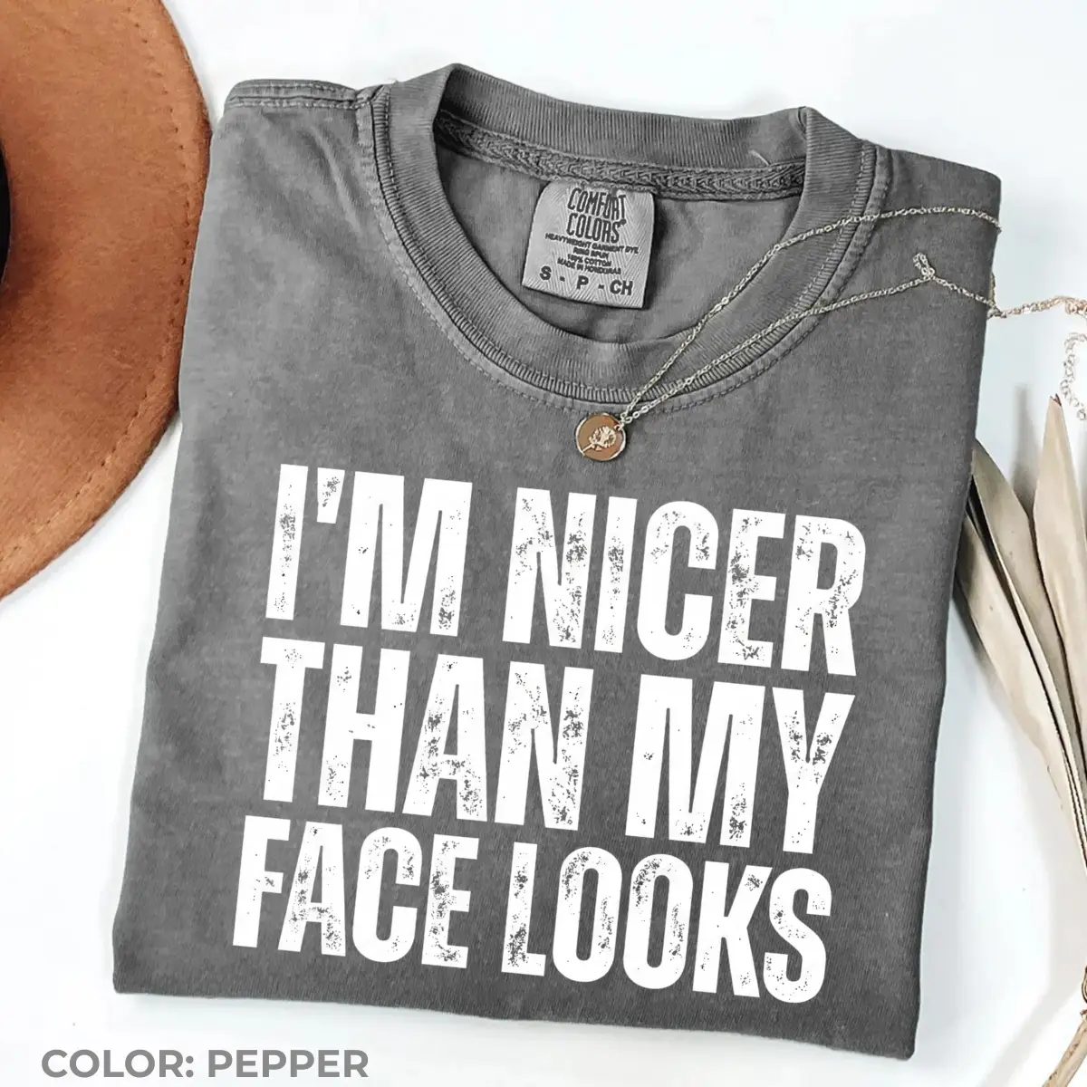 Comfort Colors I'm Nicer Than My Face Looks Shirt, Funny Sarcastic Graphic Tee, Resting Face Humor T-Shirt, Trendy Women's Top, Introvert Gift
