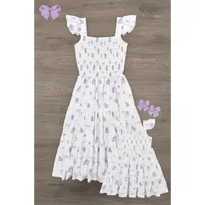 Mom & Me - Floral Bows Checkered Dress